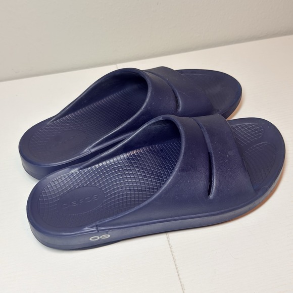 OOFOS Shoes - Oofos Ooahh Recovery Slide Sandals Navy Orthopedic Cushioned Women's 9 Men's 7
